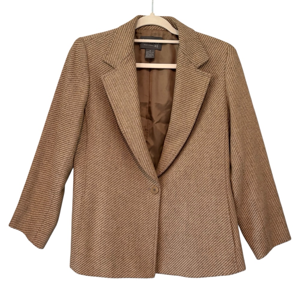 Lafayette 148 New York Single Button Wool Blazer Jacket, Sz 8